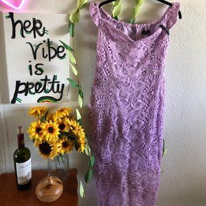 Lilac Lace Midi Dress